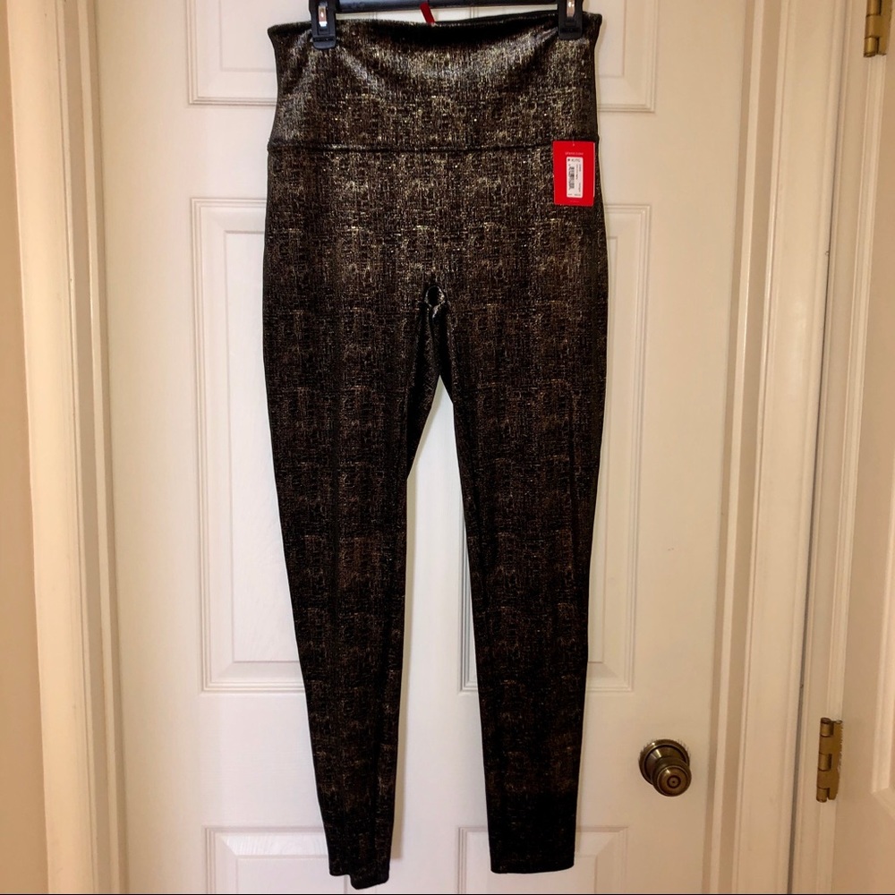 Spanx Black and Gold Velvet Shine Legging